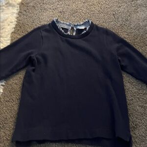 Crewcuts Navy Blue Kids Blouse with Striped Collar